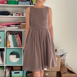 Taupe A Line Fit and Flare Cocktail Dress